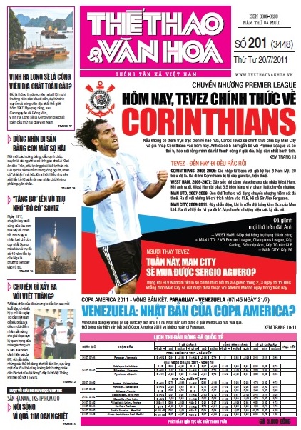 Đọc TT&VH ngày 20/7: Hôm nay, Tevez chính thức về Corinthians