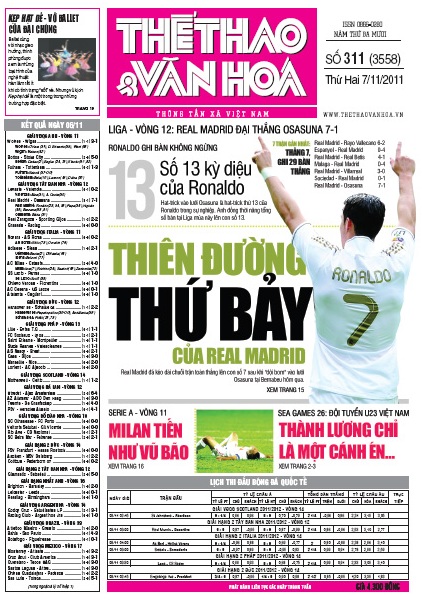  Đọc TT&VH ngày 7/11/2011: Thiên đường thứ 7 của Real Madrid