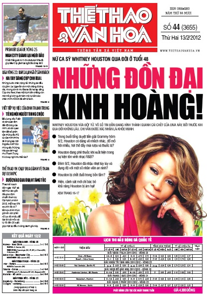 Đọc TT&VH ngày 13/2/2012: Cái chết của Whitney Houston - Những đồn đại kinh hoàng