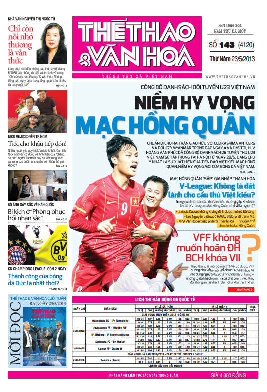Đọc gì trên báo TT& VH số ra ngày 23/5/2012?