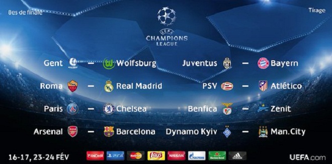 KẾT QUẢ bốc thăm vòng 1/8 Champions League: PSG tái ngộ Chelsea. Barca gặp Arsenal