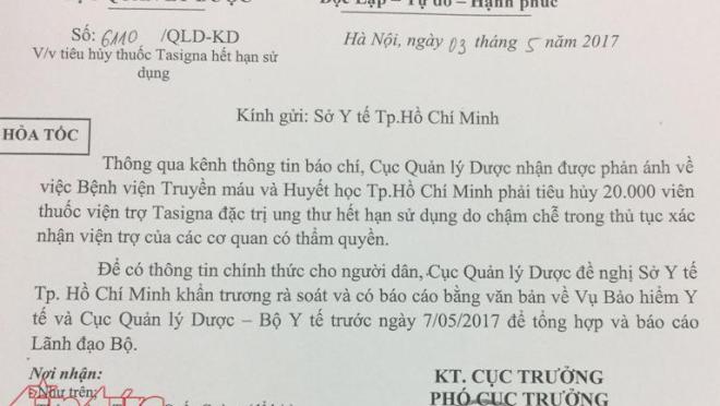 Bộ Y tế lên tiếng về việc 20.000 viên thuốc ung thư tiêu hủy