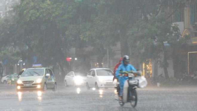 Áp thấp nhiệt đới gây mưa dông mạnh cho các tỉnh miền Bắc