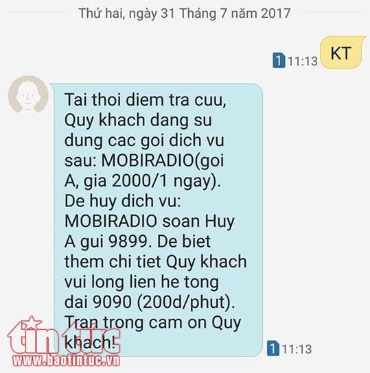 Một khách hàng khác cũng bị "móc túi" với dịch vụ gia tăng được nhà mạng tự đăng ký mà không hề báo trước.