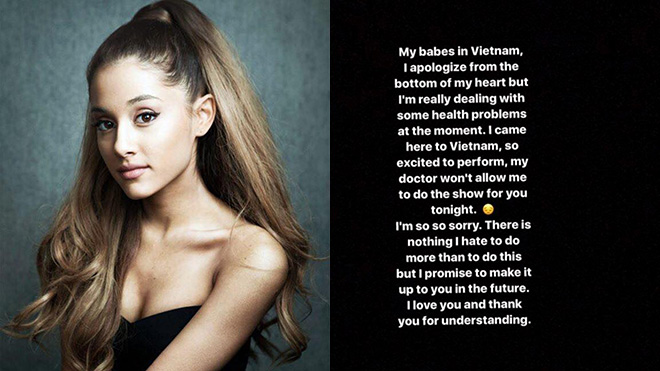 Fan Việt 'sốc' trước tin show Ariana Grande bất ngờ bị huỷ trước giờ G