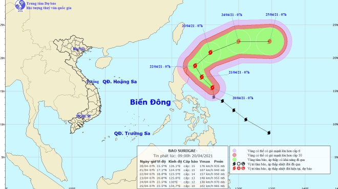 Bão Surigae hầu như không ảnh hưởng đến đất liền Việt Nam