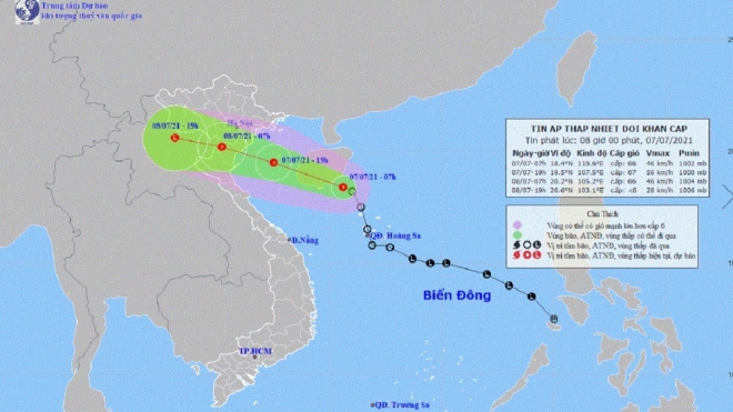 Áp thấp nhiệt đới khẩn cấp trên Biển Đông