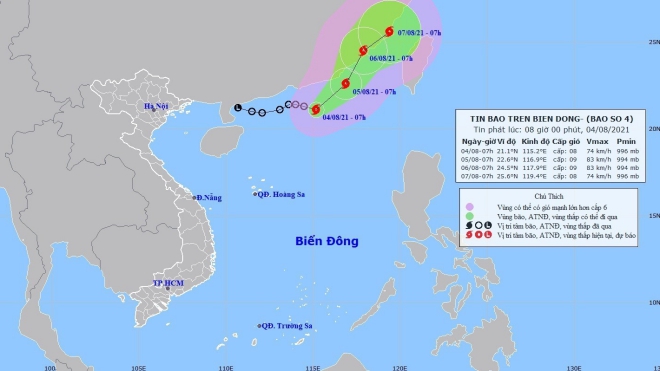 Áp thấp nhiệt đới đã thành bão số 4