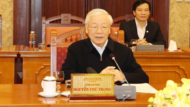 Tổng Bí thư Nguyễn Phú Trọng chủ trì cuộc họp của Ban Bí thư đánh giá công tác tổ chức Tết Nhâm Dần 2022