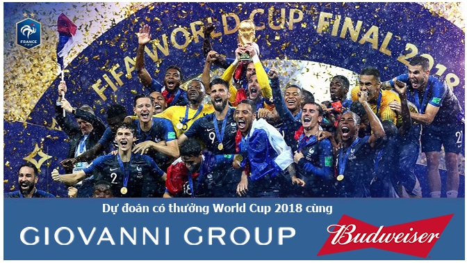 Kết quả dự đoán có thưởng trận Chung kết, hạng Ba và Đội vô địch World Cup 2018 