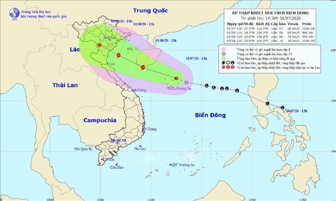 Hình ảnh một cơn áp thấp nhiệt đới trên biển Đông