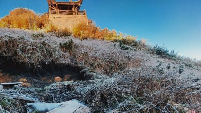  Sương muối phủ trắng đỉnh Fansipan tại Sa Pa, Lào Cai