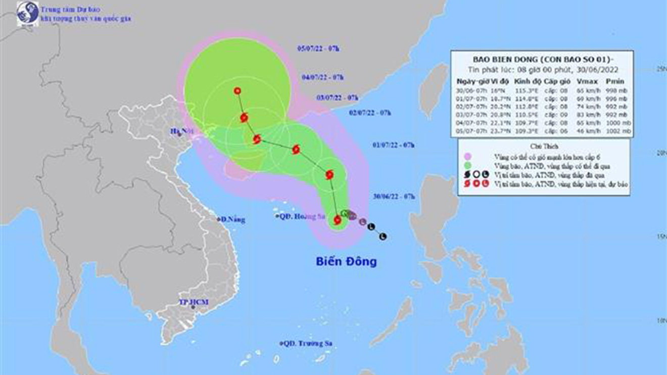 Bão số 1 di chuyển theo hướng Bắc Tây Bắc và khả năng mạnh thêm