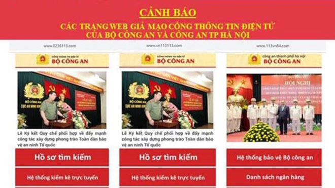 Hà Nội: Phát hiện 8 trang web giả mạo lực lượng Công an