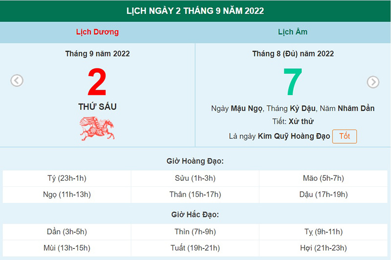 ngày 2 tháng 9 năm 2022, ngày 2/9/2022 tốt hay xấu, xem ngày tốt, lịch âm 2022, lịch vạn niên ngày 2/9/2022, âm lịch hôm nay 2/9, Lịch vạn niên ngày 2 tháng 9