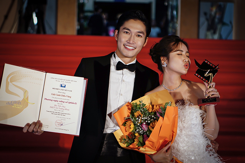 Minh Huyền và Đình Tú, Minh Huyền và Đình Tú sánh đôi, Minh Huyền, Đình Tú, Cánh diều 2021, Thương ngày nắng về, Cánh diều vàng, phim Thương ngày nắng về, Huyền Lizzie