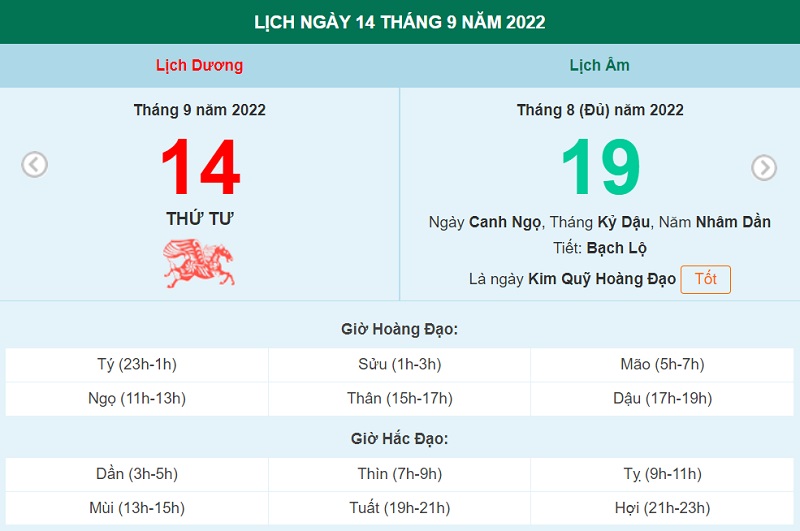ngày 14 tháng 9 năm 2022, ngày 14/9/2022 tốt hay xấu, xem ngày tốt, lịch âm 2022, lịch vạn niên ngày 14/9/2022, âm lịch hôm nay 14/9, Lịch vạn niên ngày 14 tháng 9
