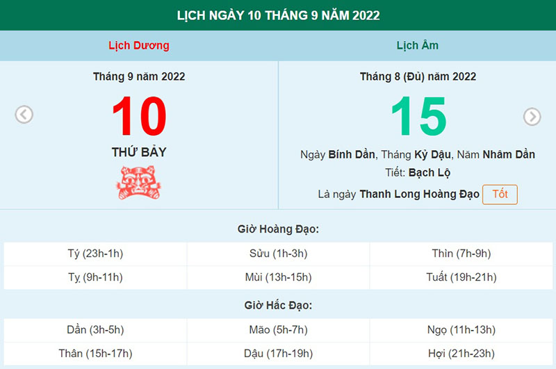 ngày 10 tháng 9 năm 2022, ngày 10/9/2022 tốt hay xấu, xem ngày tốt, lịch âm 2022, lịch vạn niên ngày 10/9/2022, âm lịch hôm nay 10/9, Lịch vạn niên ngày 10 tháng 9
