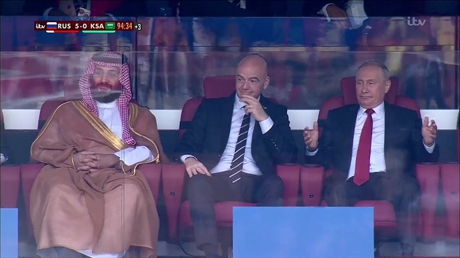 Nga 5-0 Saudi Arabia: Tổng thống Putin gây sốt với phản ứng sau mỗi bàn thắng của đội nhà