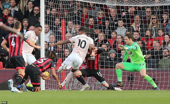 ĐIỂM NHẤN Bournemouth 1-2 M.U: Không thể cản Martial ghi bàn. Hàng thủ của M.U vẫn cực tệ