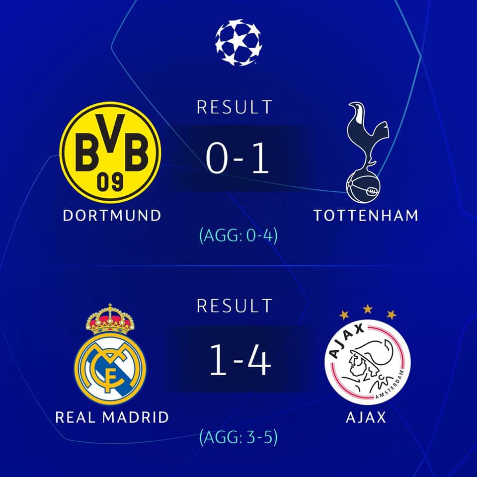 ajax, real madrid, real 1-4 ajax, Lịch thi đấu Cúp C1, lich thi dau cup c1, lịch thi đấu bóng đá cúp c1, trực tiếp bóng đá cúp c1, Real vs Ajax, Dortmund vs Tottenham, xem truc tiep bong da k+