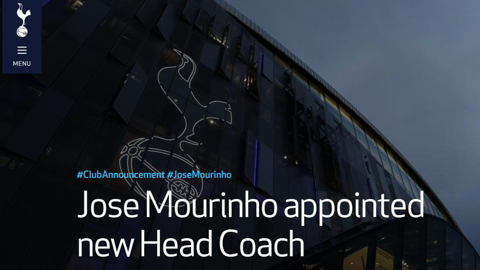 CHÍNH THỨC: Tottenham bổ nhiệm Jose Mourinho làm HLV thay Pochettino 