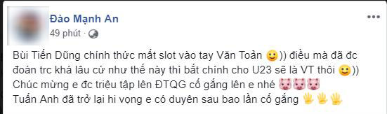 bùi tiến dũng, đội tuyển việt nam, trực tiếp bóng đá, king's cup, đặng văn lâm, hà nội fc, thủ môn bùi tiến dũng