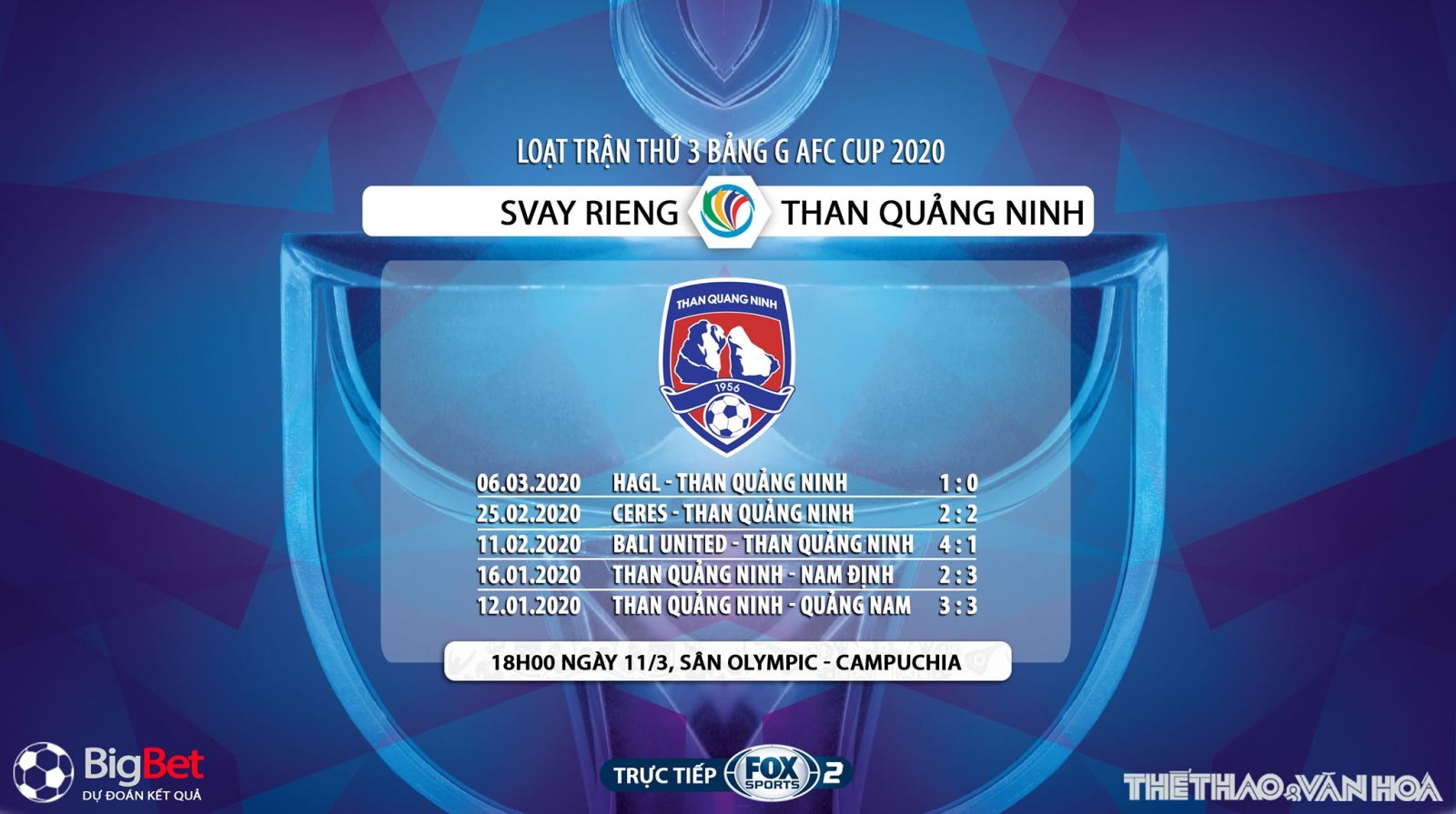 bóng đá, bong da, Svay Rieng vs Than Quảng Ninh, trực tiếp bóng đá, lịch thi đấu bóng đá, Than Quảng Ninh, Fox Sport, AFC Cup