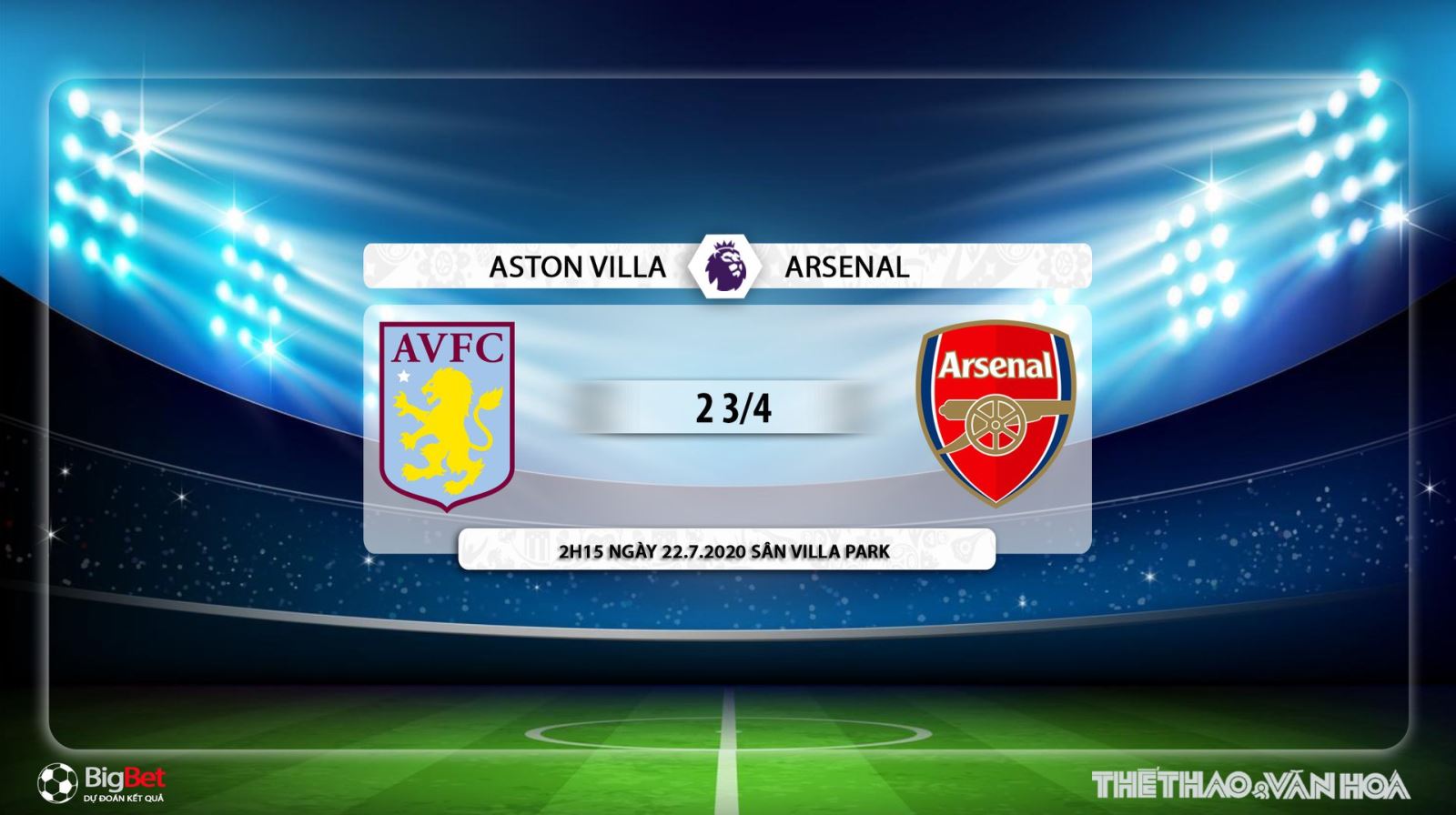 Keo nha cai, kèo nhà cái, Aston Villa vs Arsenal, Vòng 37 Ngoại hạng Anh, Trực tiếp K+PM, K+, trực tiếp bóng đá Anh, trực tiếp Arsenal đấu với Aston Villa, kèo Arsenal