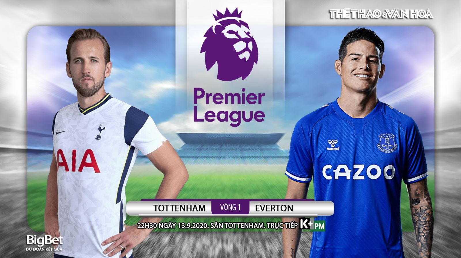 Soi kèo bóng đá. Tottenham vs Everton. Vòng 1 Ngoại hạng Anh. Trực tiếp K+PM 