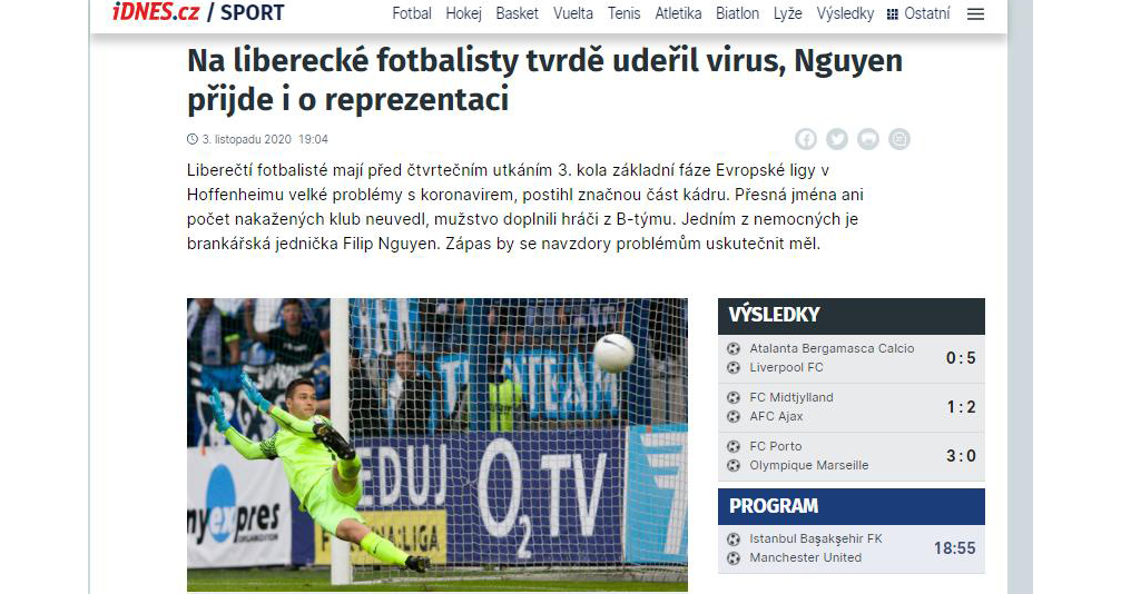 Filip Nguyễn, CH Czech, Slovan Liberec, thủ môn Filip Nguyễn, Europa League, COVID-19, bóng đá, bóng đá hôm nay