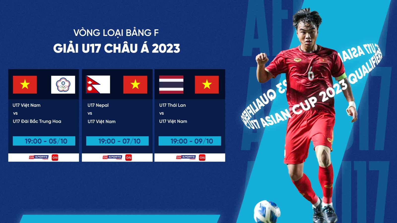 VTV6, truc tiep bong da, U17 Việt Nam vs U17 Đài Loan, On Sports New, trực tiếp bóng đá hôm nay, U17 Việt Nam, U17 Đài Loan, trực tiếp bóng đá, vòng loại U17 châu Á 2023