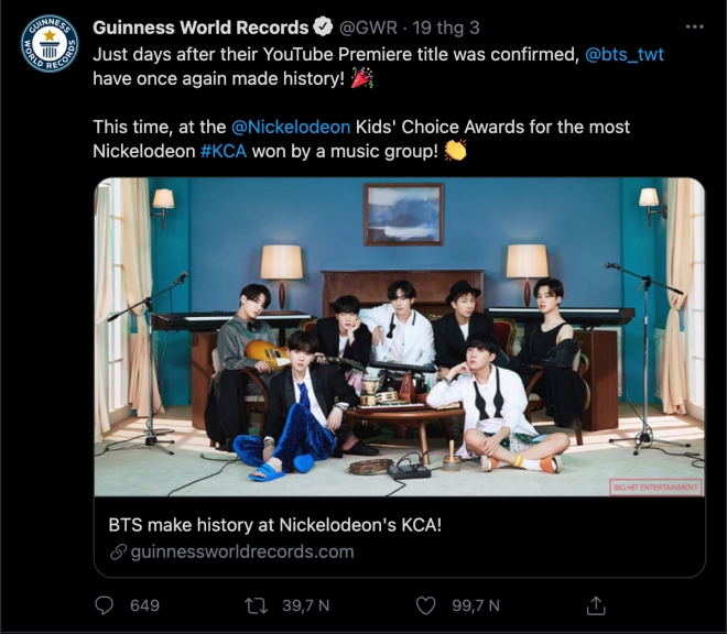 BTS, BTS tin tức, Kpop, Kỷ lục Guinness, BTS idol