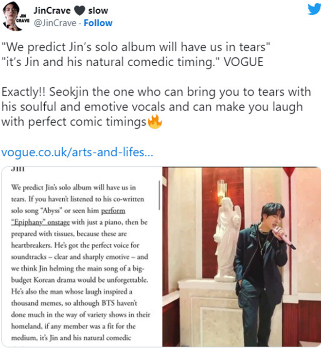 BTS, Jin, Jin sẽ lấy nước mắt của fan với album solo, V BTS, Suga, Tin bts