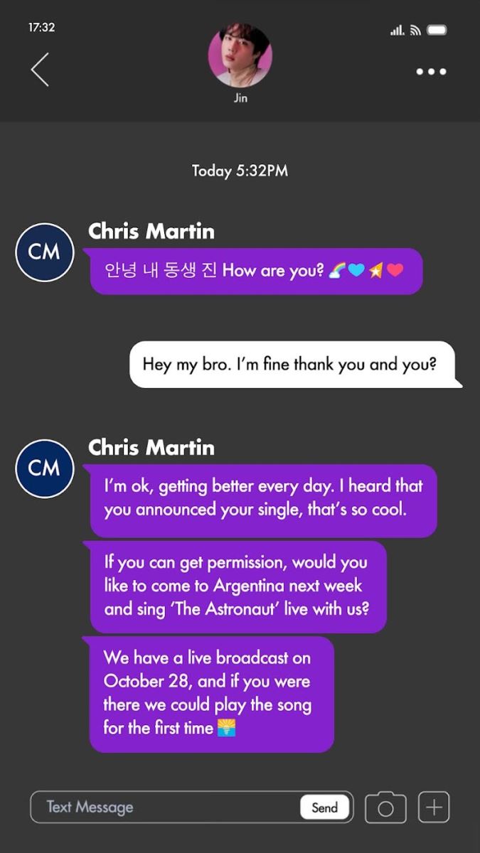 BTS, Jin, Đĩa đơn The Astronaut của Jin BTS, Chriss Martin, Coldplay, Jimin