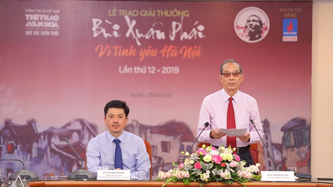 Giải Bùi Xuân Phái – Vì tình yêu Hà Nội lần 12 – 2019: PGS.TS.NGƯT Nguyễn Thừa Hỷ nhận Giải thưởng Lớn