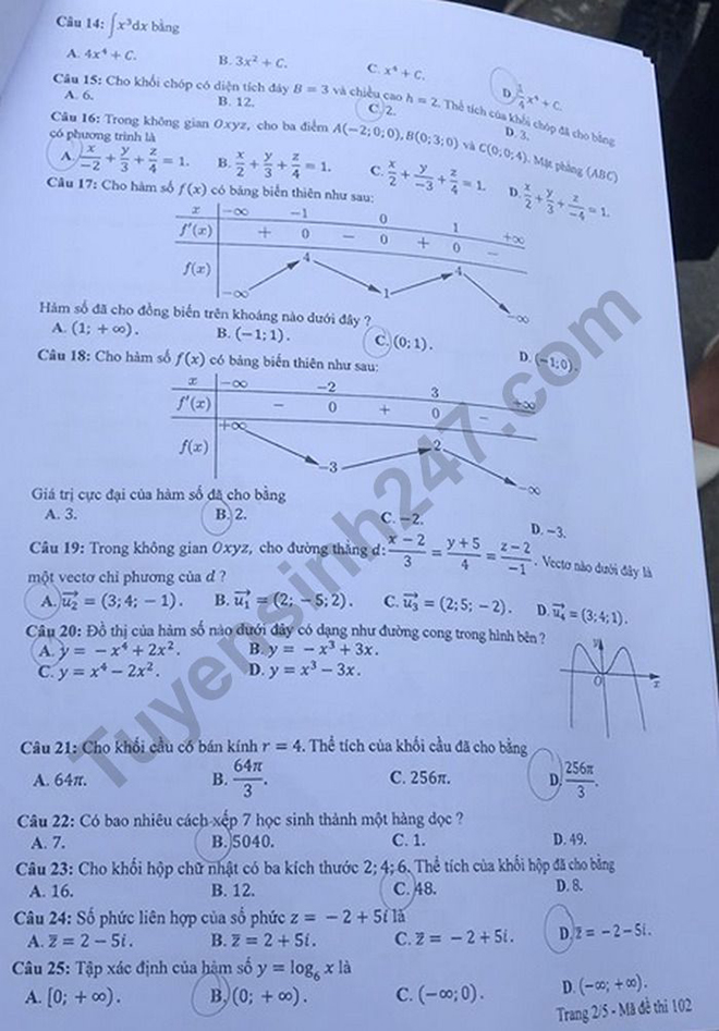 Đáp án Toán THPT Quốc gia 2020, Đáp án Toán THPT Quốc gia năm 2020, Đáp án Toán THPT Quốc gia, Đáp án môn Toán, đáp án toán, Đáp án Toán, lời giải môn toán, giải đề toán 