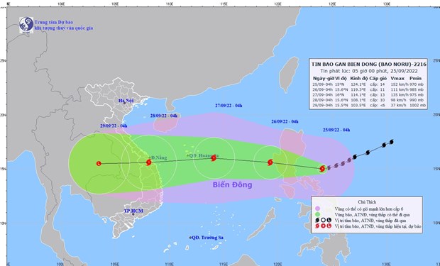 Bão Noru di chuyển nhanh, chiều 25/9 đi vào Biển Đông