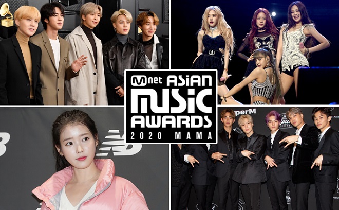 MAMA 2020, BTS, Blackpink, SEVENTEEN, Twice, NCT, IZ*ONE, GOT7, MAMAMOO, TREASURE, MONSTA X, TXT, (G)I-DLE, Oh My Girl, Stray Kids, ATEEZ, The Boyz, CRAVITY, ENHYPEN, BoA