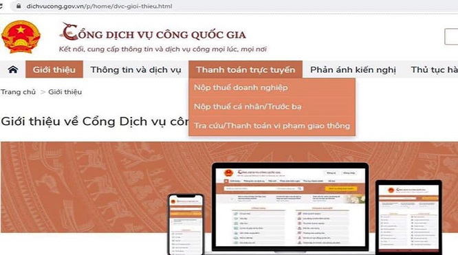 Thí điểm nộp phạt vi phạm giao thông qua Cổng dịch vụ công quốc gia