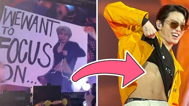 Fan yêu cầu, Jungkook BTS vạch luôn áo khoe ‘sầu riêng’ ở PTD Las Vegas