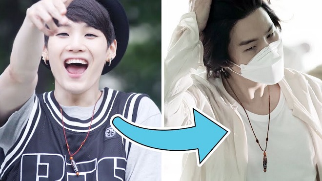 Suga BTS đeo quà ý nghĩa mà mẹ tặng trước debut khi tới Mỹ