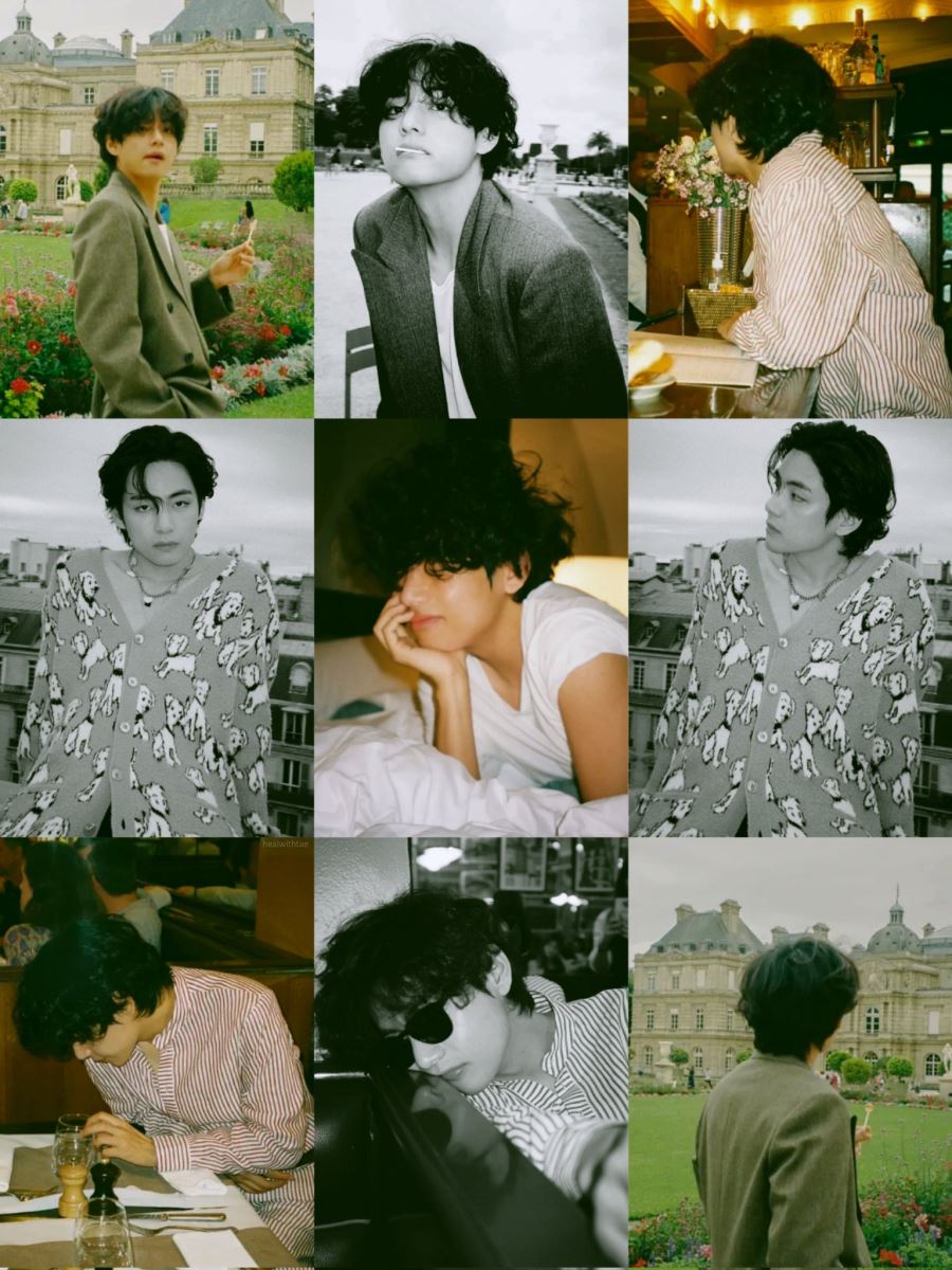 BTS, V BTS, V BTS ảnh giường chiếu, V BTS chất liệu bạn trai, V BTS Paris, V BTS Celine, V BTS on bed, Lisa, Blackpink, Park Bo Gum, BTS Style, Kpop Style, V BTS sexy