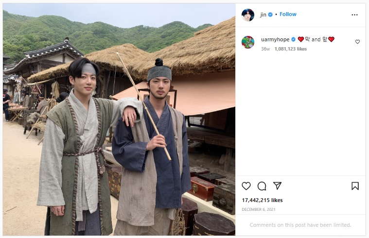 BTS, bài Instagram của BTS nhiều like nhất, BTS Instagram, Jungkook, Jin, Jimin, J-Hope, RM, Suga, V, Yeontan, BTS Instagram post most like, Jungkook Instagram