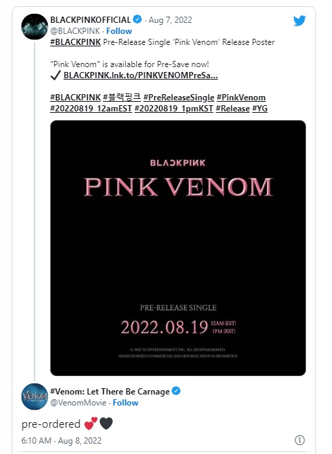 Blackpink, quái vật Venom của Marvel quảng bá cho Blackpink, Pink Venom, Venom là fan Blackpink, siêu anh hùng mê Blackpink, Marvel, Born Pink, Jennie, Jisoo, Rose, Lisa