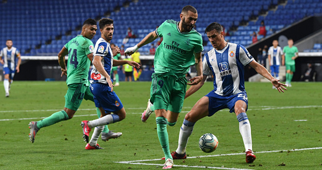 Ket qua bong da, Kết quả La Liga, Espanyol vs Real Madrid, Benzema, Casemiro, video Espanyol vs Real Madrid, video bàn thắng Espanyol 0-1 Real Madrid, Barcelona, La Liga