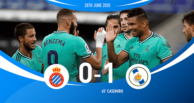 Ket qua bong da, Kết quả La Liga, Espanyol vs Real Madrid, Benzema, Casemiro, video Espanyol vs Real Madrid, video bàn thắng Espanyol 0-1 Real Madrid, Barcelona, La Liga