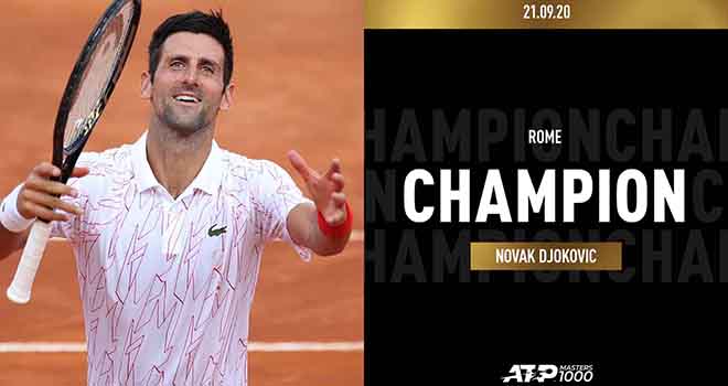 Ket qua Djokovic vs Schwartzman, Kết quả chung kết Roma Masters, Djokovic vô địch Roma Masters 2020, Ket qua tennis, Djokovic vs Schwartzman, Djokovic đấu với Schwartzman