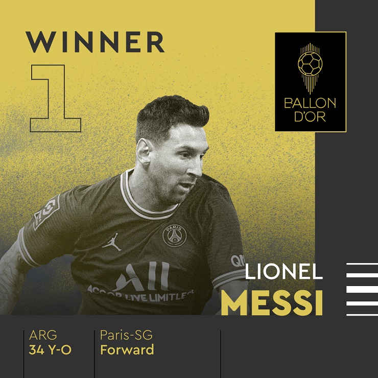 Quả bóng vàng 2021, Messi, Lionel Messi, Messi lần thứ 7 giành Quả bóng vàng, Messi giành Quả bóng vàng 2021, Messi giành QBV 2021, QBV 2021, Ballon d'Or 2021, Ronaldo