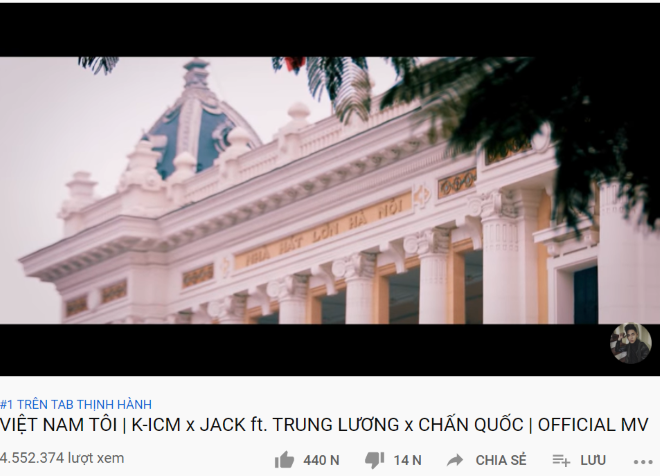 Việt Nam tôi, MV Việt Nam tôi, Jack, K-ICM và Jack, JACK, KICM, K-ICM, YouTube, bộ đôi sóng gió, em gì ơi, sóng gió, 100 triệu view, Trung Lương, Chấn Quốc, Thiên An